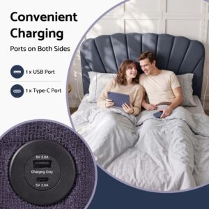 Artiss Double Bed Frame With Lift Up Storage And Usb Ports Grey Product Image