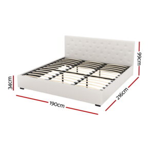 Artiss Bed Frame King Size Gas Lift Beige Vila Product Image