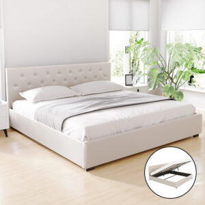 Artiss Bed Frame King Size Gas Lift Beige VILA product image