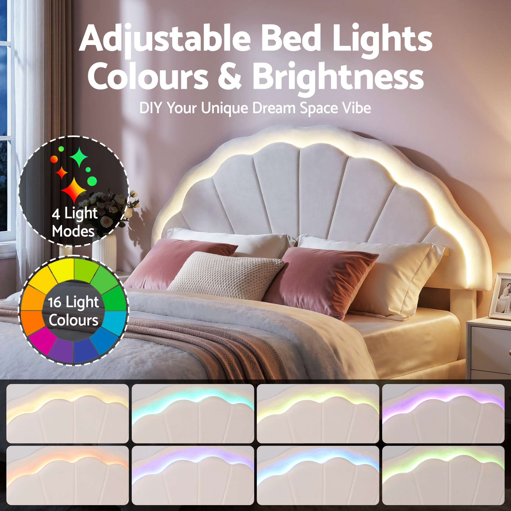 Artiss Double Bed Frame | Velvet Led Headboard &Amp; Storage – Sumo Deals Artiss Double Bed Frame With 2 Storage Drawers Upholstered Velvet Platform Bed Led Headboard Product Image