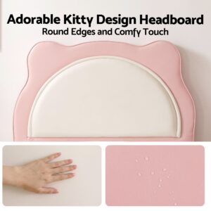 Artiss King Single Pink Kids Bed Frame For Girls Bedroom Cute Animal Upholstered Product Image