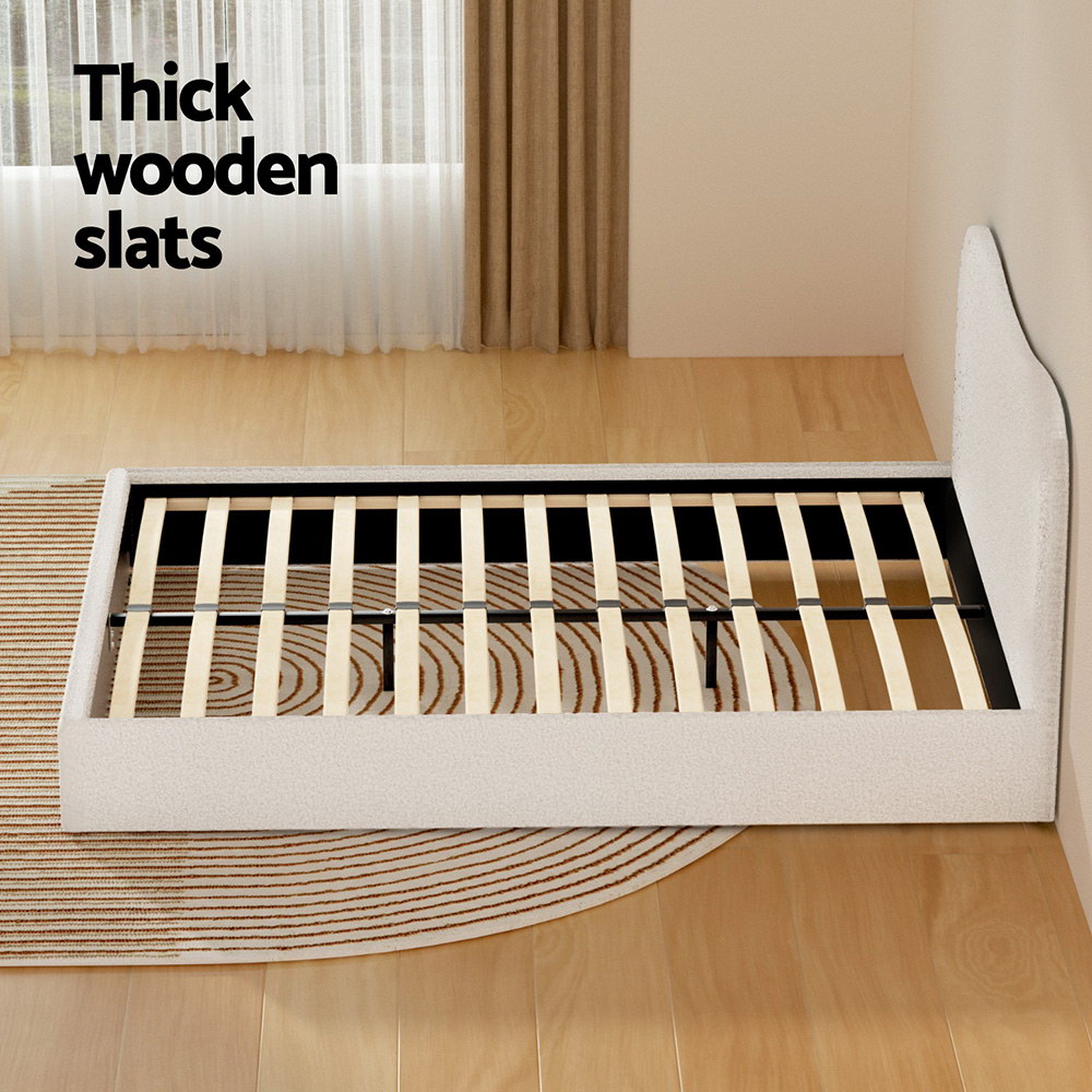 Artiss Queen Boucle Bed Frame - Dara Design – Sumo Deals Artiss Bed Frame Queen Size Boucle Dara Product Image