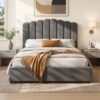 Artiss Bed Frame Double Size Velvet Grey FION product image