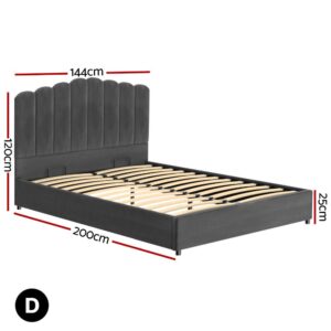 Artiss Bed Frame Double Size Velvet Grey Fion Product Image