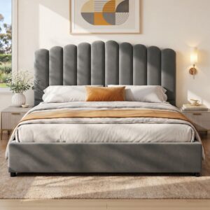 Artiss Bed Frame King Size Velvet Grey FION product image