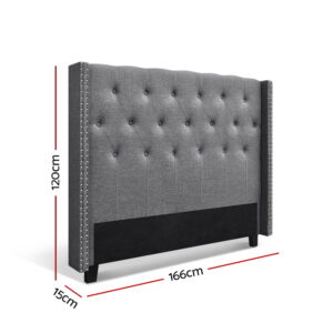 Artiss Luca Queen Bed Headboard - Grey Fabric – Sumo Deals Artiss Bed Head Headboard Queen Size Fabric - Luca Grey Product Image