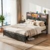 Artiss Queen Bed Frame with LED Lights and Storage Headboard Charging Station product image