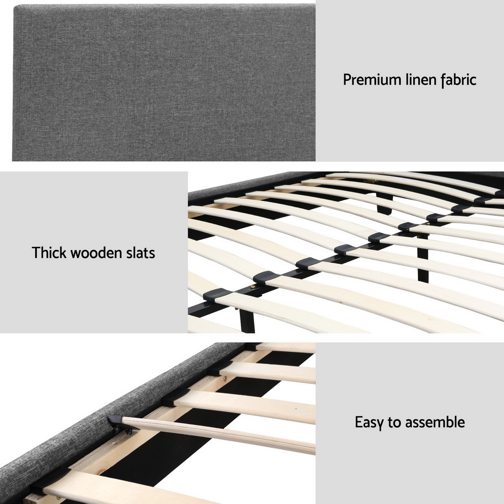 Artiss Bedstory King Bed Frame Set With Hybrid Mattress – Sumo Deals Artiss Bedstory King Bed Frame Set With Hybrid Mattress Medium Firm Linen Grey Product Image