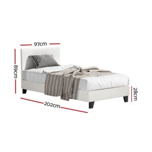 Artiss Bedstory Single Bed Frame Mattress Bundle Platform Headboard Medium Firm Hybrid White Product Image