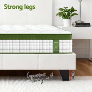 Artiss Double Bed Frame With Hybrid Mattress – Sumo Deals Artiss Double Bed Frame Platform White Pvc Leather Hybrid Mattress Modern Product Image