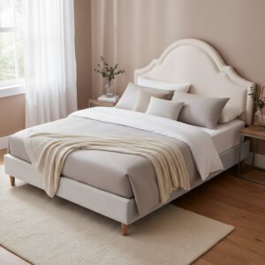 Artiss Queen Bed Frame with Storage Scalloped Velvet Headboard Wooden Platform Base product image