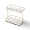 Artiss 2X Bathroom Storage Rack 2 Tier Corner Organiser Gold Marble Look product image