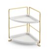 Artiss Bathroom Corner Shelf Countertop Organiser Vanity Storage Rack White Gold Product Image