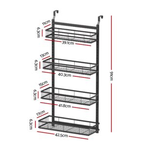 Artiss Over Door Bathroom Rack Hanging Organiser 4 Tier No Drill 91Cm Black Product Image