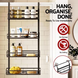 Artiss Over Door Bathroom Rack Hanging Organiser 4 Tier No Drill 91Cm Black Product Image
