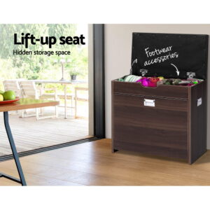Artiss Shoe Rack Cabinet Bench 3-Tier Walnut – Sumo Deals Artiss Shoe Rack Cabinet Bench 3-Tier 15 Pairs Walnut Product Image
