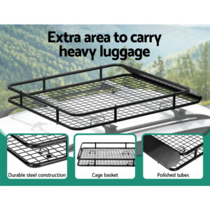 Giantz Universal Car Roof Rack Basket 123Cm Black – Sumo Deals Giantz Universal Car Roof Rack Basket Luggage Vehicle Cargo Carrier 123Cm Black Product Image