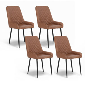 Artiss 4x Dining Chairs Retro PU Leather Kitchen Lounge Cafe Accent Chair Brown product image