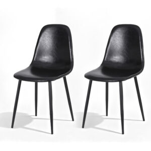 Artiss 2x Dining Chairs Retro PU Leather Kitchen Lounge Cafe Accent Chair Black product image