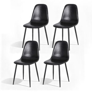 Artiss 4x Dining Chairs Retro PU Leather Kitchen Lounge Cafe Accent Chair Black product image