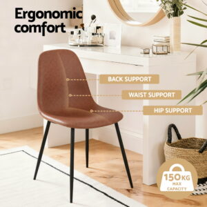 Artiss 2X Dining Chairs Retro Pu Leather Kitchen Lounge Cafe Accent Chair Brown Product Image