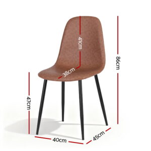 Artiss 4X Dining Chairs Retro Pu Leather Kitchen Lounge Cafe Accent Chair Brown Product Image