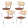 Artiss 4X Dining Chairs Pu Leather Rattan Kitchen Lounge Cafe Accent Chair Brown Product Image
