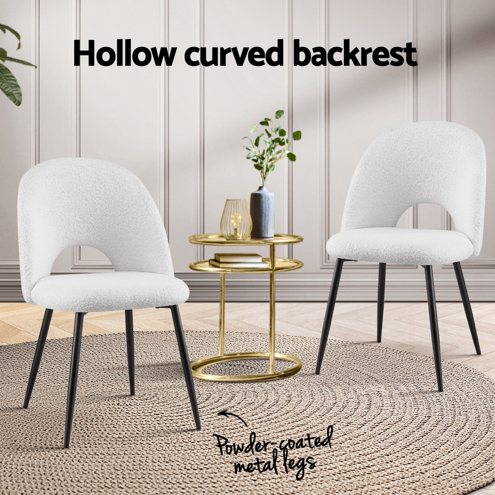 Artiss Boucle Sherpa Dining Chairs (Set Of 2) – Sumo Deals 1 Set Of 2 Artiss Dining Chair Boucle Sherpa Product Image