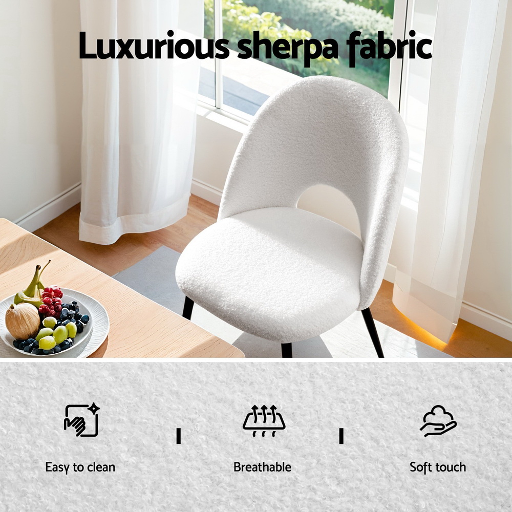 Artiss Boucle Sherpa Dining Chairs (Set Of 2) – Sumo Deals 1 Set Of 2 Artiss Dining Chair Boucle Sherpa Product Image