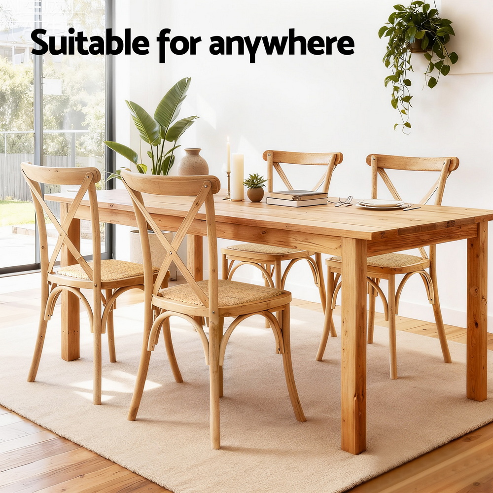 Artiss 2X Rattan Dining Chairs | Rubber Wood Accent – Sumo Deals Artiss 2X Dining Chairs Rattan Wooden Kitchen Accent Chair Cafe Lounge Rubber Wood Product Image