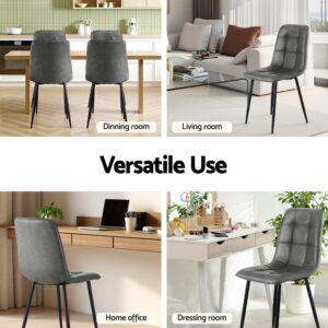 Artiss 4X Dining Chairs Retro Pu Leather Kitchen Lounge Cafe Accent Chair Grey Product Image