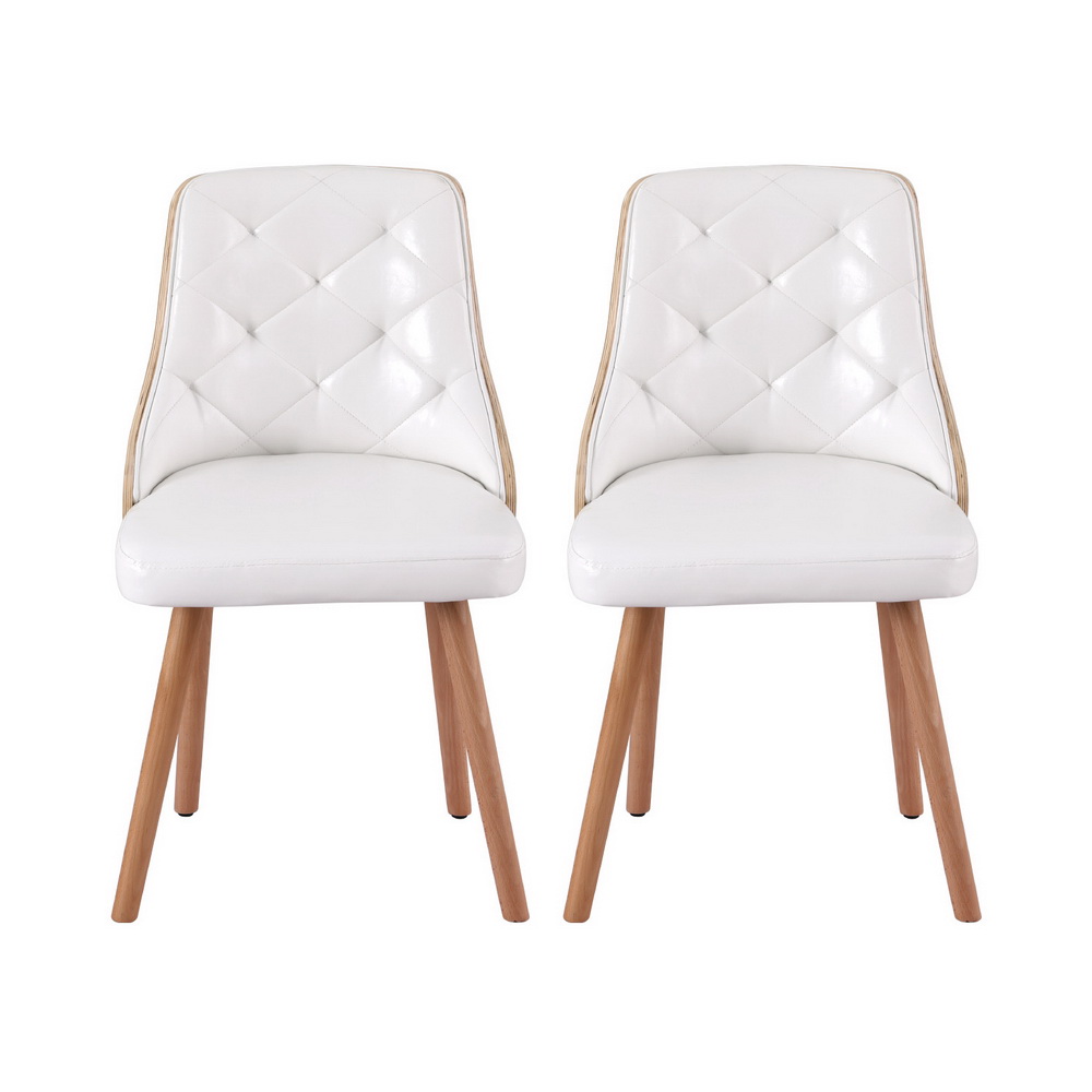 Artiss Dining Chairs White Pu - Set Of 2 – Sumo Deals 1 Set Of 2 Artiss Dining Chairs White Pu Product Image