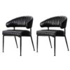 Artiss Dining Chairs Set Of 2 Leather Hollow Armchair Black Product Image