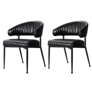 Artiss Dining Chairs Set of 2 Leather Hollow Armchair Black product image