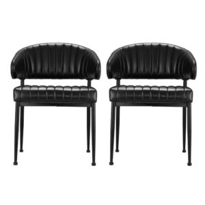 Artiss Dining Chairs Set Of 2 Leather Hollow Armchair Black Product Image
