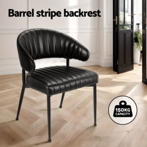 Artiss Dining Chairs Set Of 2 Leather Hollow Armchair Black Product Image