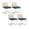 Artiss Dining Chairs Set Of 4 Velvet Rattan Cantilever Green Product Image