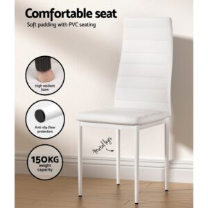 Artiss Dining Set | 4 Chairs &Amp; Table - White – Sumo Deals Artiss Dining Chairs And Table Dining Set 4 Chair Set Of 5 White Product Image