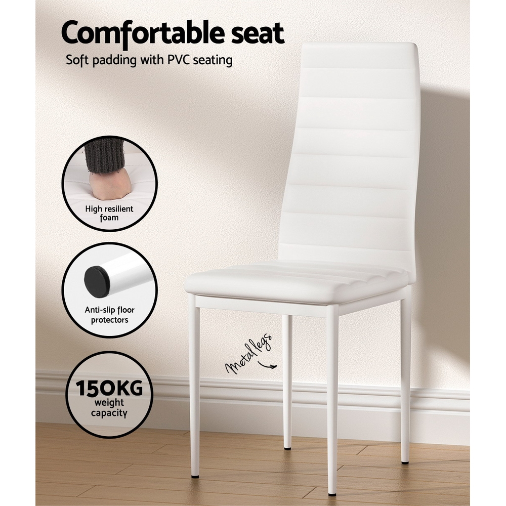 Artiss Dining Set | 4 Chairs &Amp; Table - White – Sumo Deals Artiss Dining Chairs And Table Dining Set 4 Chair Set Of 5 White Product Image