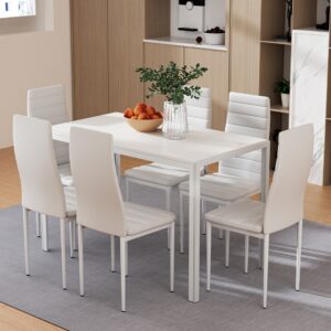 Artiss Dining Chairs and Table Dining Set 6 Chair Set Of 7 White product image