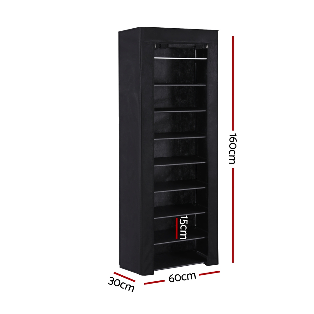 Artiss 10-Tier Shoe Rack Cabinet With Removable Cover – Sumo Deals Artiss Shoe Rack Cabinet Removable Cover 10 Tier Black Product Image