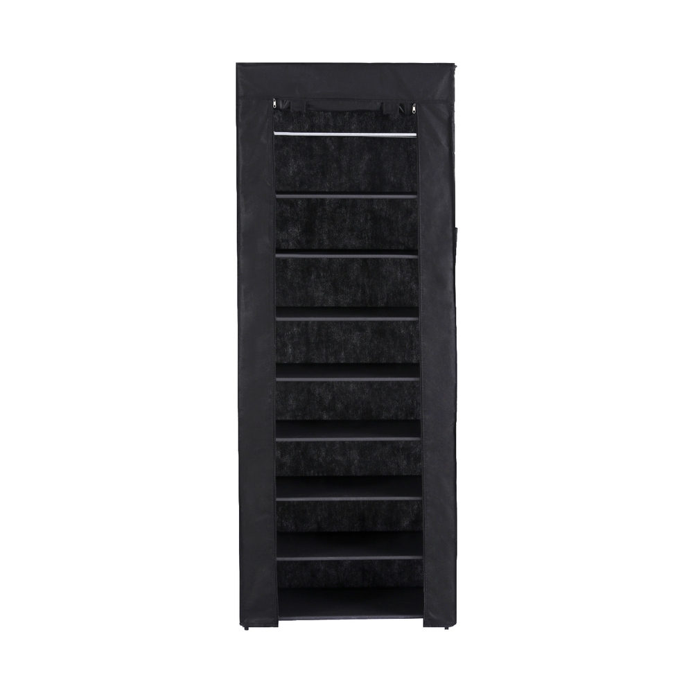 Artiss 10-Tier Shoe Rack Cabinet With Removable Cover – Sumo Deals Artiss Shoe Rack Cabinet Removable Cover 10 Tier Black Product Image
