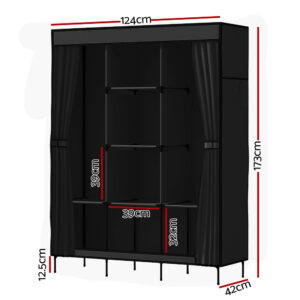 Artiss Large Portable Clothes Wardrobe Black – Sumo Deals Artiss Large Portable Clothes Closet Wardrobe With Shelf Black Product Image