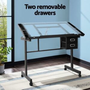 Artiss Drawing Desk Drafting Table Black Product Image