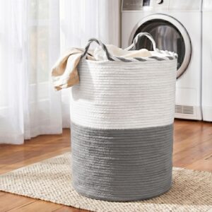 Artiss Woven Laundry Basket with handles Foldable White & Grey product image