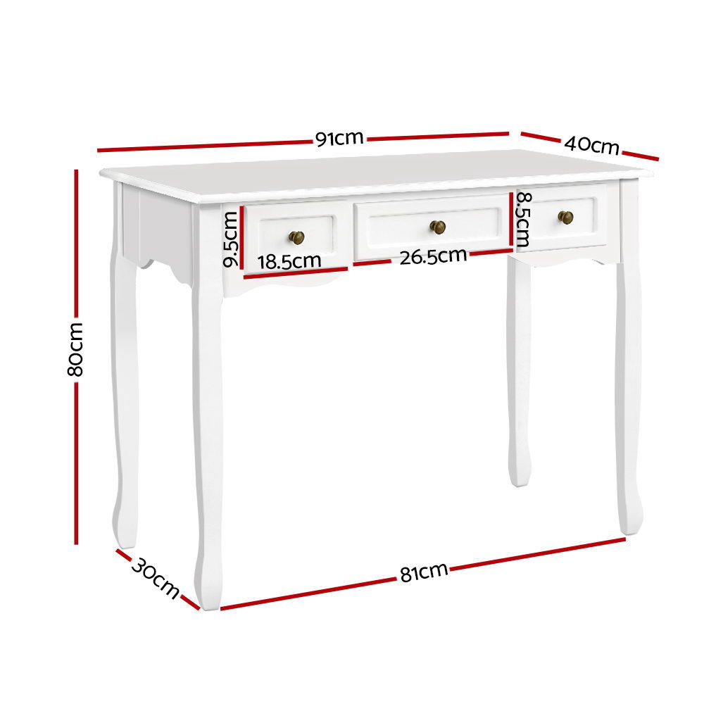 Artiss Hamptons White Console Table With 3 Drawers – Sumo Deals Artiss Console Table 3 Drawers White Hamptons Product Image