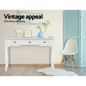 Artiss Hamptons White Console Table With 3 Drawers – Sumo Deals Artiss Console Table 3 Drawers White Hamptons Product Image