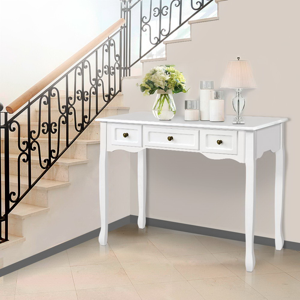 Artiss Hamptons White Console Table With 3 Drawers – Sumo Deals Artiss Console Table 3 Drawers White Hamptons Product Image