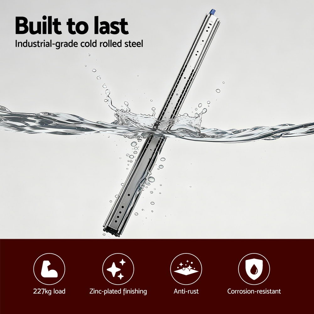 Giantz 2X Drawer Slides Full Extension Locking 227Kg – Sumo Deals Giantz 2X Drawer Slides Full Extension Locking 227Kg 1804-3608Mm Length Product Image