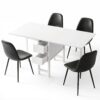 Artiss Dining Table and Chairs Set 5pcs Foldable with 2 Drawers Black and White product image